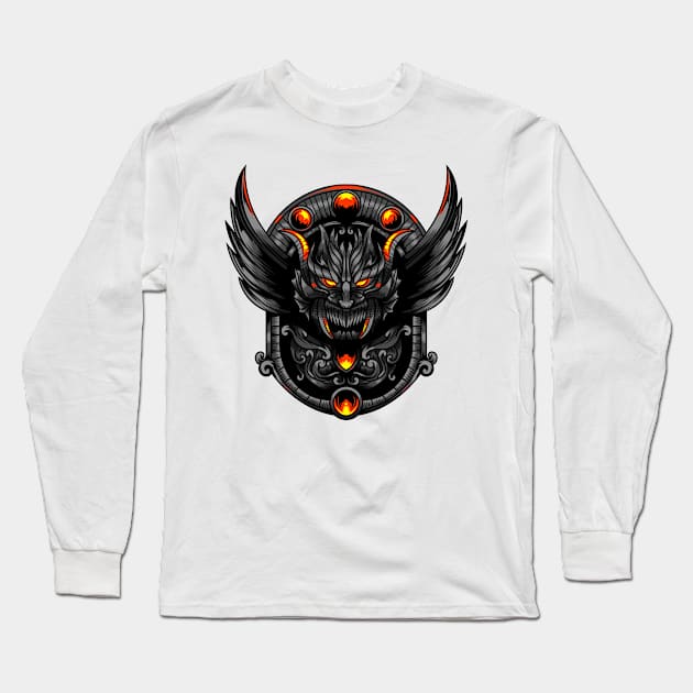 creepy flying dragon illustration Long Sleeve T-Shirt by Mako Design 